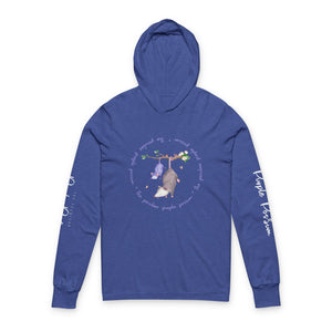 Charming Hooded Long Sleeve Tee for Nature Lovers, Cute Animal Artwork, Perfect Gift for Friends, Eco-Friendly Apparel, Relaxing Casual Wear