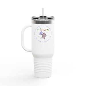 Insulated Travel Mug with Adorable Purple Possum Logo