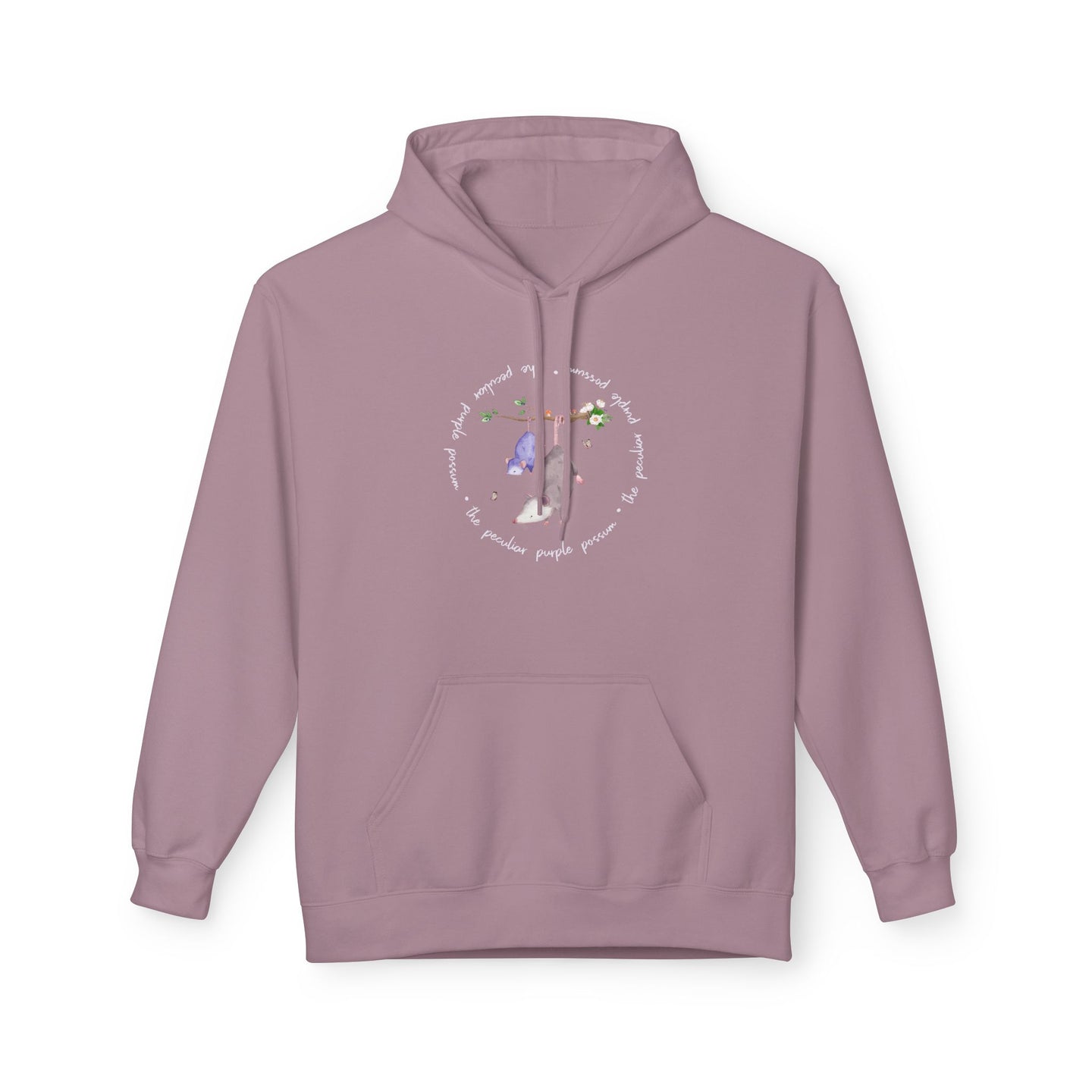 Cozy Fleece Hoodie - Purple Possum Design, Unisex Pullover, Perfect Gift, Casual Wear, Fall Fashion