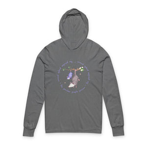 Charming Hooded Long Sleeve Tee for Nature Lovers, Cute Animal Artwork, Perfect Gift for Friends, Eco-Friendly Apparel, Relaxing Casual Wear