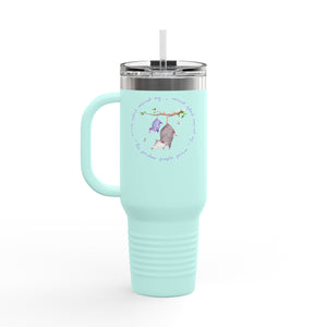 Insulated Travel Mug with Adorable Purple Possum Logo