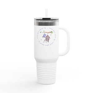 Insulated Travel Mug with Adorable Purple Possum Logo