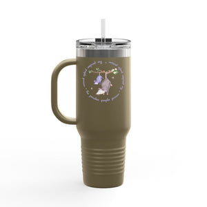 Insulated Travel Mug with Adorable Purple Possum Logo