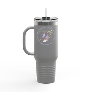 Insulated Travel Mug with Adorable Purple Possum Logo