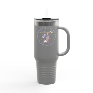 Insulated Travel Mug with Adorable Purple Possum Logo