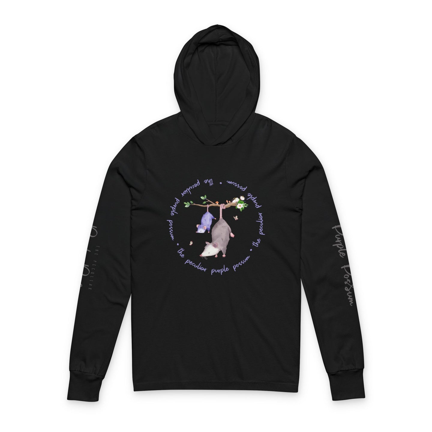 Charming Hooded Long Sleeve Tee for Nature Lovers, Cute Animal Artwork, Perfect Gift for Friends, Eco-Friendly Apparel, Relaxing Casual Wear
