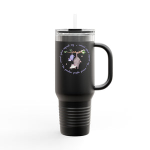 Insulated Travel Mug with Adorable Purple Possum Logo