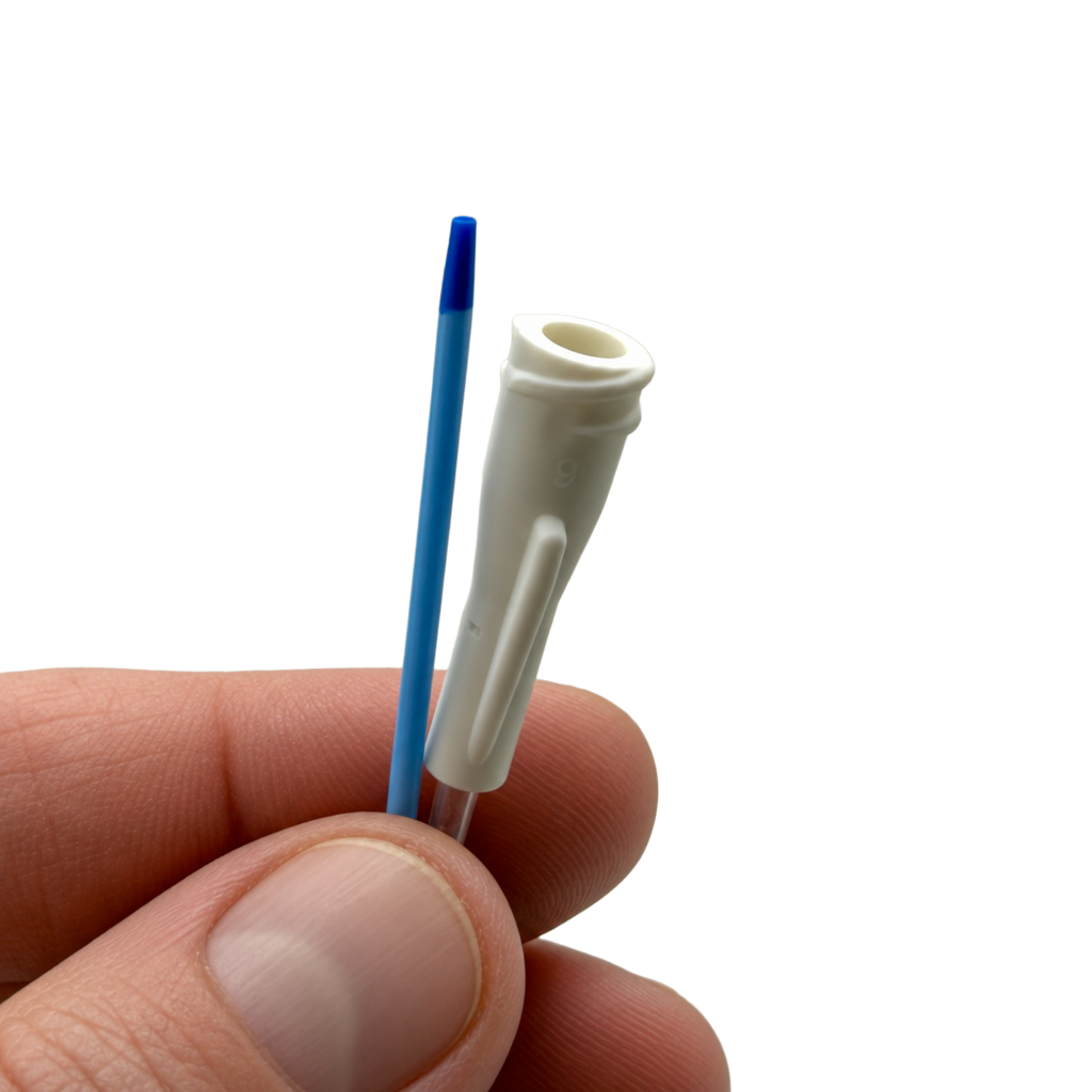 Lumenline Size 4 connector and flexible tip shown close up.